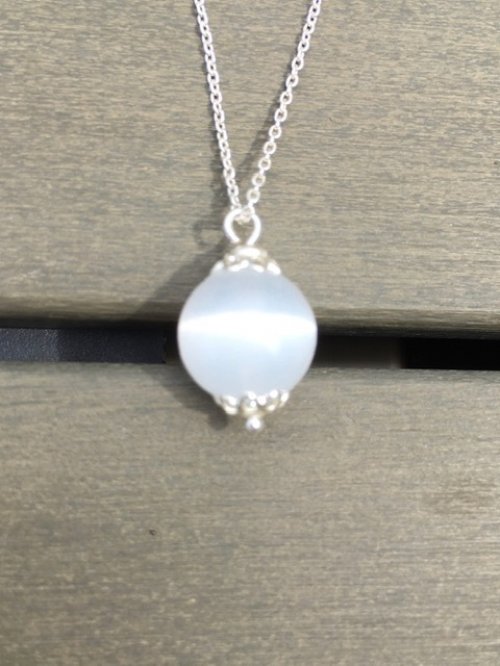 Zilveren ketting 925 met Seleniet parel AAA