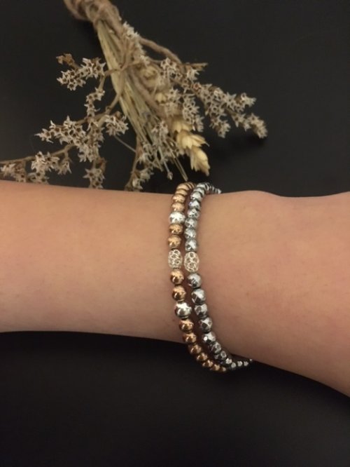 Armbanden set met Hematiet Rosé &amp; Zilver