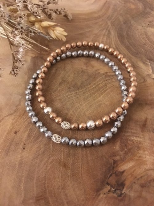 Armbanden set met Hematiet Rosé &amp; Zilver