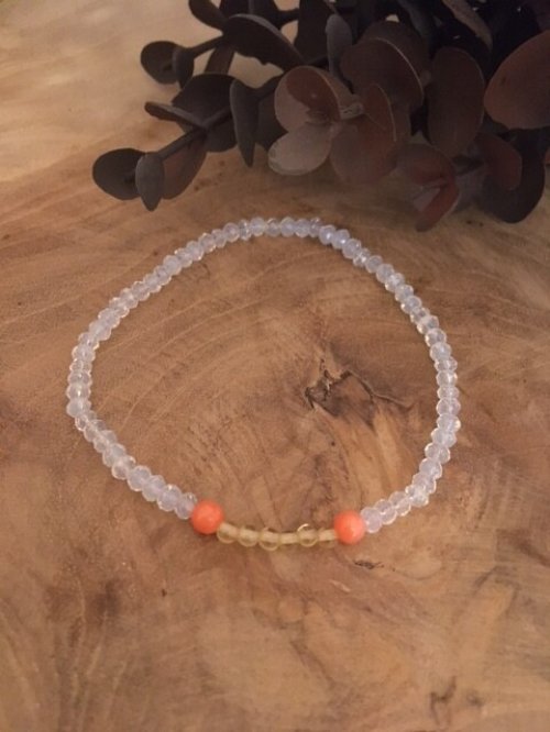 Armband met Opaliet &amp; Koraal &amp; Gele Agaat