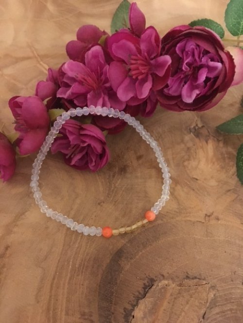 Armband met Opaliet &amp; Koraal &amp; Gele Agaat