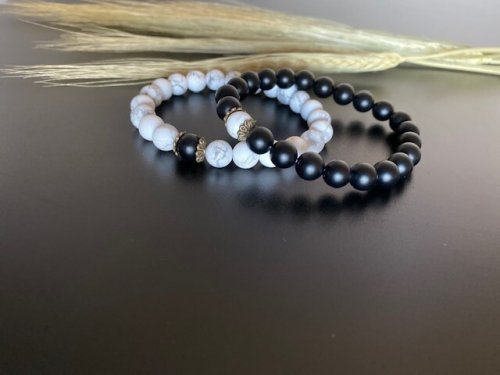 Koppel armbanden set met Onyx &amp; Howliet