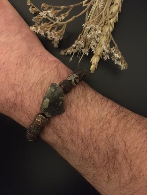 Armband met Tibetaanse Agaat stenen &amp; Labradoriet