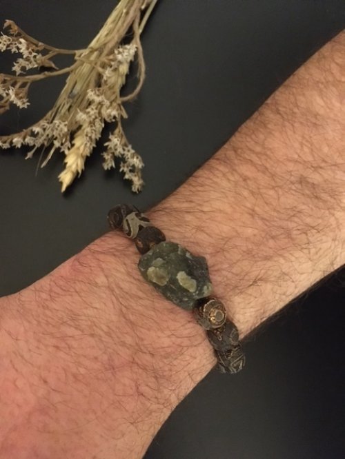 Armband met Tibetaanse Agaat stenen &amp; Labradoriet