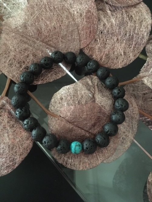 Armband met Lavasteen &amp; Turquoise