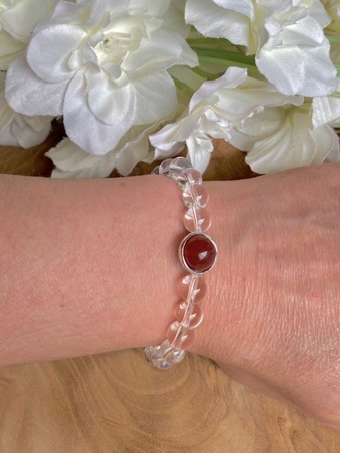 Armband met Bergkristal &amp; natuurlijke Jade