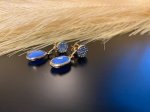 BO oorbellen goud strass blauw &amp; glashanger facet