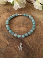 FORTUNA armband met Amazoniet en zilverkleurige sierstukjes!