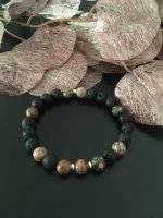 Armband met Luipaard Jaspis &amp; Lavasteen