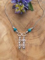 DUO KRISTAL halsketting met Turquoise &amp; Bergkristal