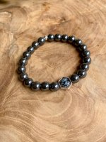 Armband unisex Hematiet &amp; Sneeuwvlokobsidaan