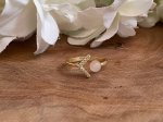 Ring goud met Rozenkwarts 925 verguld 14K